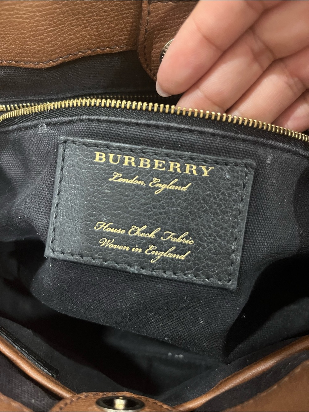 Burberry Brown Grainy Calfskin House Check Banner Bag Small (*Well loved*) - Picture 10 of 10
